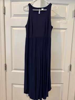Navy Sleeveless Midi Dress